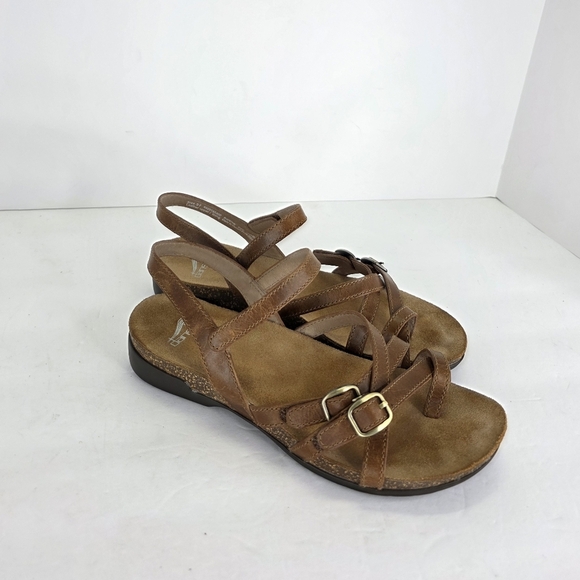 Dansko Women's Roslyn Tan Brown Waxy Burnished Sandal Buckle EU 37 US Size 6.5-7 - Picture 6 of 14